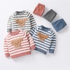 Children's striped cartoon bear head pullover knitted suit