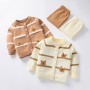Children's spring and autumn striped cardigan sweater suit