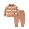 Children's spring and autumn striped cardigan sweater suit