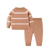 Children's spring and autumn striped cardigan sweater suit