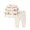 Children's spring and autumn striped cardigan sweater suit