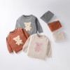 Solid color round neck pullover sweater suit for children
