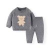 Solid color round neck pullover sweater suit for children