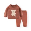 Solid color round neck pullover sweater suit for children