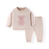 Solid color round neck pullover sweater suit for children