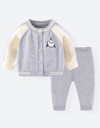 Spring and autumn boys and girls sweater two-piece suit