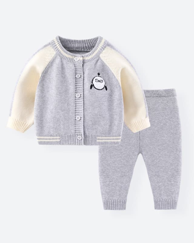 Spring and autumn boys and girls sweater two-piece suit