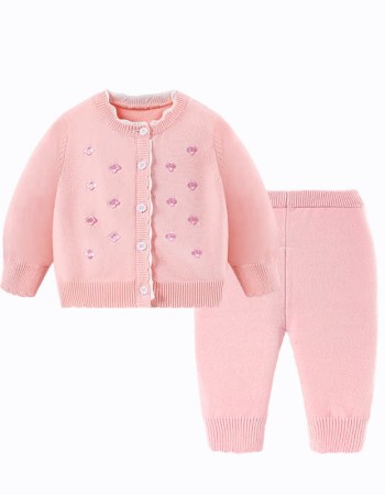 Infant and toddler autumn knitted cardigan sweater set