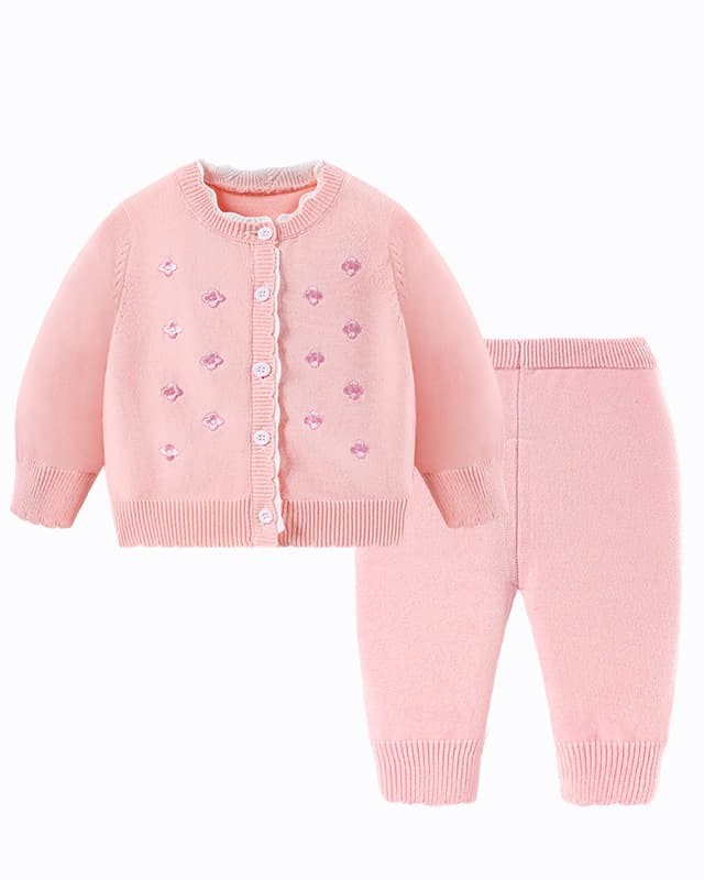 Infant and toddler autumn knitted cardigan sweater set