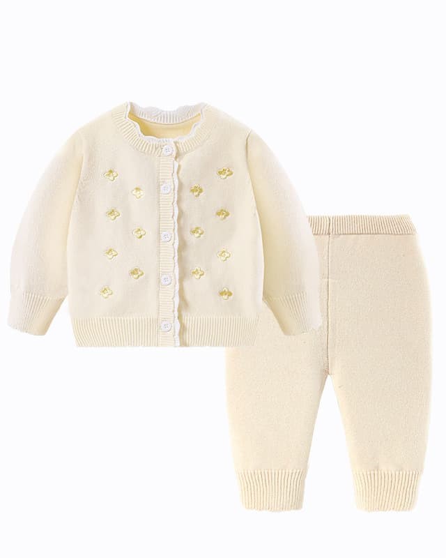 Infant and toddler autumn knitted cardigan sweater set