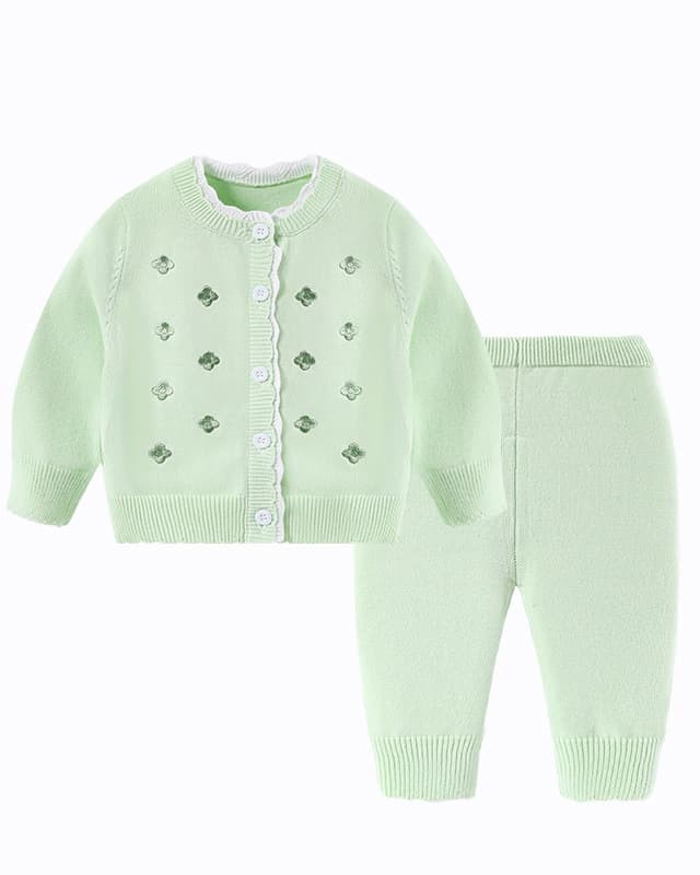 Infant and toddler autumn knitted cardigan sweater set