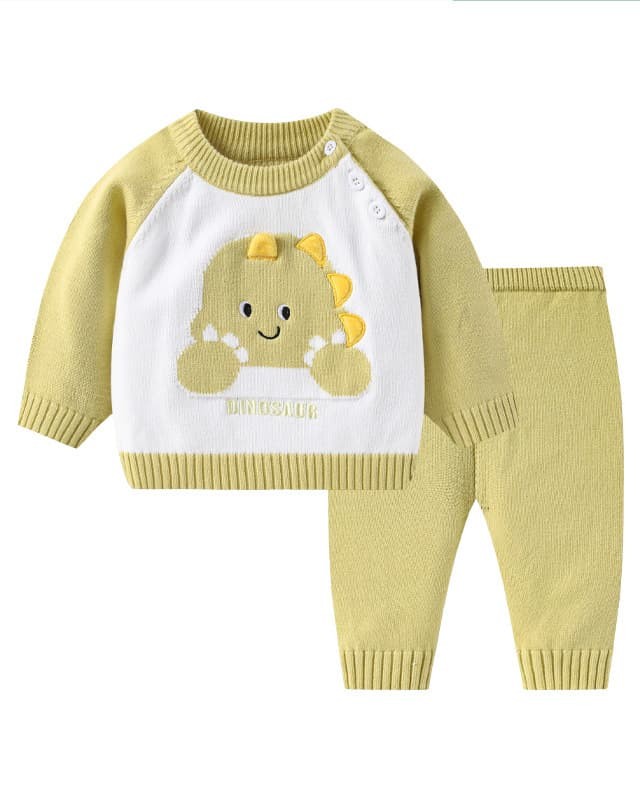Autumn and winter baby knitted suit cute cartoon embroidered sweater