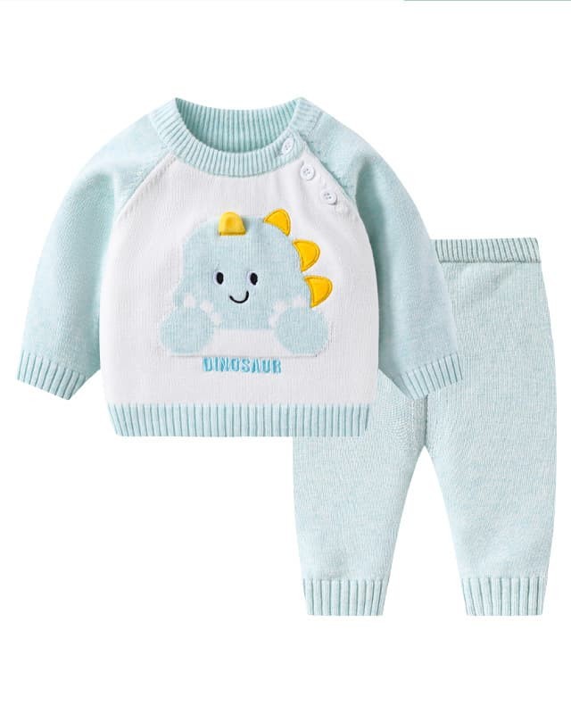 Autumn and winter baby knitted suit cute cartoon embroidered sweater