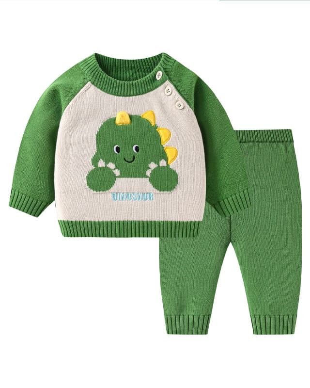 Autumn and winter baby knitted suit cute cartoon embroidered sweater