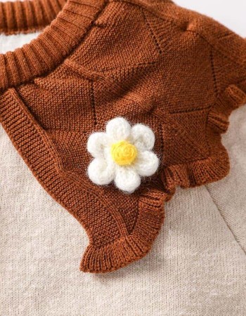 Autumn and winter girls' cardigan coat knitted sweater set