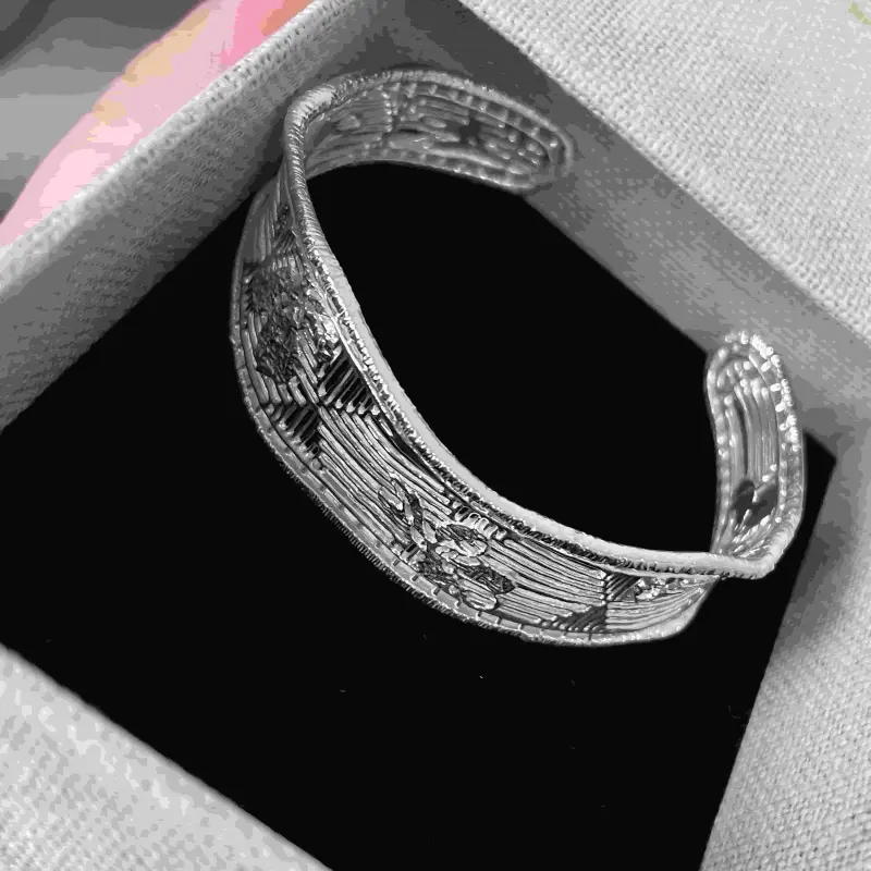 Gardenia Fiber Copper Plated 925 Silver Open Bracelet Female Bracelet Wide Face Bracelet Jewelry Gardenia Fiber Copper Plated 925 Silver Open Bracelet Female Bracelet Wide Face Bracelet Jewelry