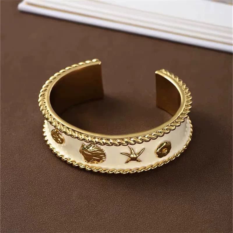 Retro Enamel Starfish Open Bracelet Women'S High-End Palace Style Bracelet Retro Enamel Starfish Open Bracelet Women'S High-End Palace Style Bracelet