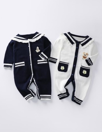 Infant and toddler knitted lace bodysuit outer wear crawling clothes