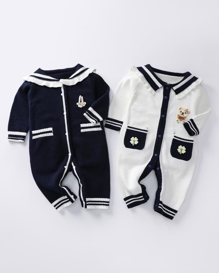 Infant and toddler knitted lace bodysuit outer wear crawling clothes