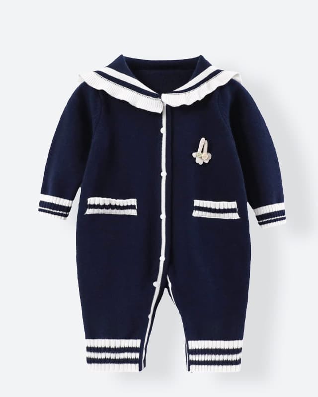 Infant and toddler knitted lace bodysuit outer wear crawling clothes