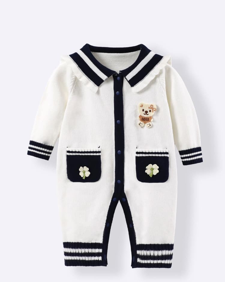 Infant and toddler knitted lace bodysuit outer wear crawling clothes