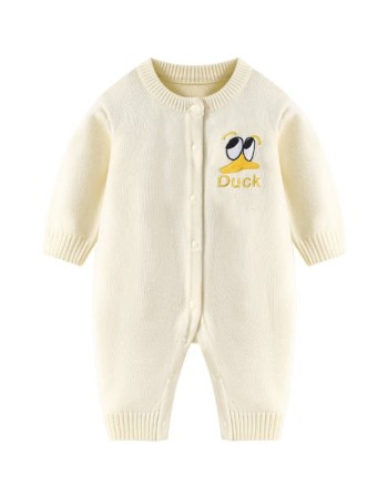 Autumn and winter baby knitted jumpsuit for boys and girls with cartoon little yellow duck