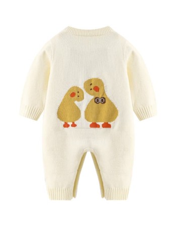 Autumn and winter baby knitted jumpsuit for boys and girls with cartoon little yellow duck