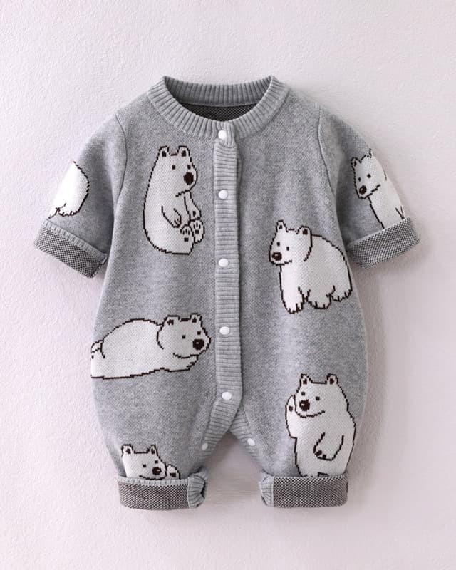 Autumn and winter baby double-layer jacquard jumpsuit for boys and girls