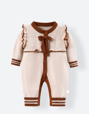 Infant and toddler knitted lace bodysuit spring and autumn style outer wear crawling clothes