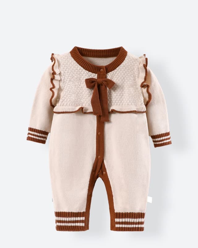 Infant and toddler knitted lace bodysuit spring and autumn style outer wear crawling clothes