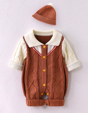 Baby long-sleeved jumpsuit with hood