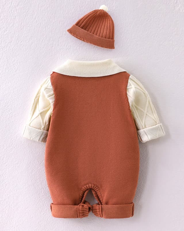 Baby long-sleeved jumpsuit with hood