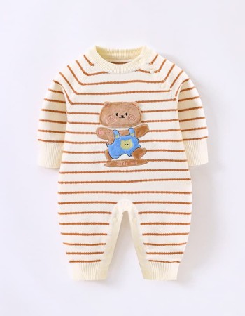 Infant and baby knitted cartoon bear onesie
