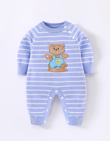 Infant and baby knitted cartoon bear onesie
