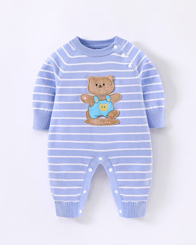 Infant and baby knitted cartoon bear onesie
