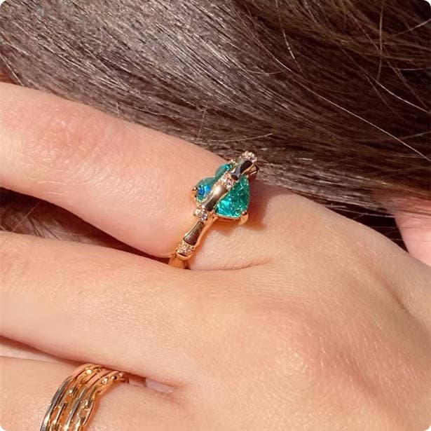 Paraiba Heart Ring Blue Valentine's Day Jewelry Paraiba Heart Ring Blue Valentine's Day Jewelry