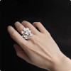Dew Garden Series Flower Cluster Ring Inlaid With Zircon Hand-Carved Hollow-Carved Ring For Women
