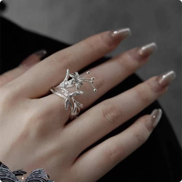 Silver Flower Core S930 Sterling Silver All-Match Flower Shape Open Ring For Women Silver Flower Core S930 Sterling Silver All-Match Flower Shape Open Ring For Women