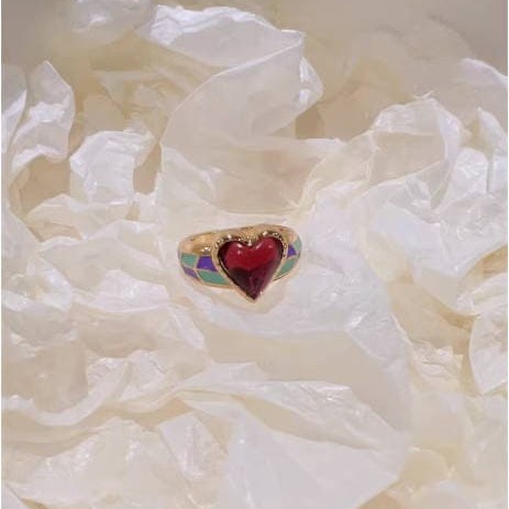 Purple Eye Heart Ring Retro Contrast Color Ring Purple Eye Heart Ring Retro Contrast Color Ring