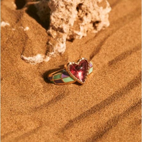 Purple Eye Heart Ring Retro Contrast Color Ring Purple Eye Heart Ring Retro Contrast Color Ring