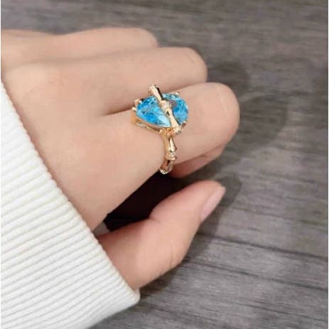 Blue Bamboo Ring Light Retro Versatile Jewelry Blue Bamboo Ring Light Retro Versatile Jewelry