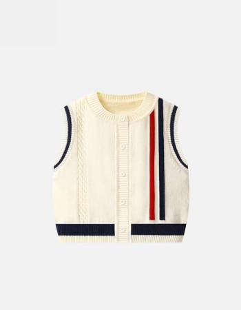 Spring and autumn British style baby knitted cardigan vest vest for outer wear