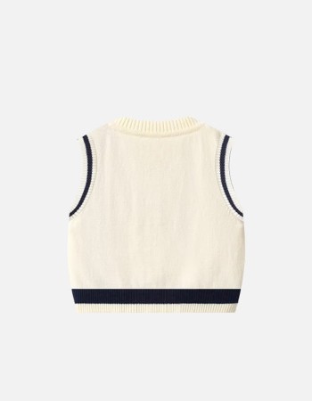 Spring and autumn British style baby knitted cardigan vest vest for outer wear