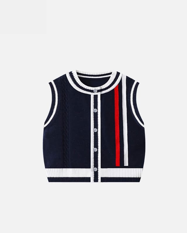 Spring and autumn British style baby knitted cardigan vest vest for outer wear