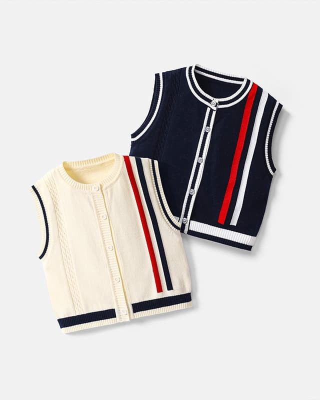 Spring and autumn British style baby knitted cardigan vest vest for outer wear