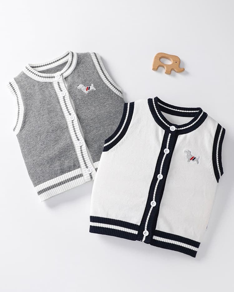 Spring and autumn baby knitted casual cardigan vest
