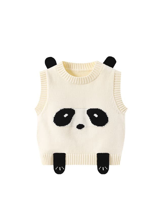 Spring and Autumn Panda Cartoon Baby Knitted Vest