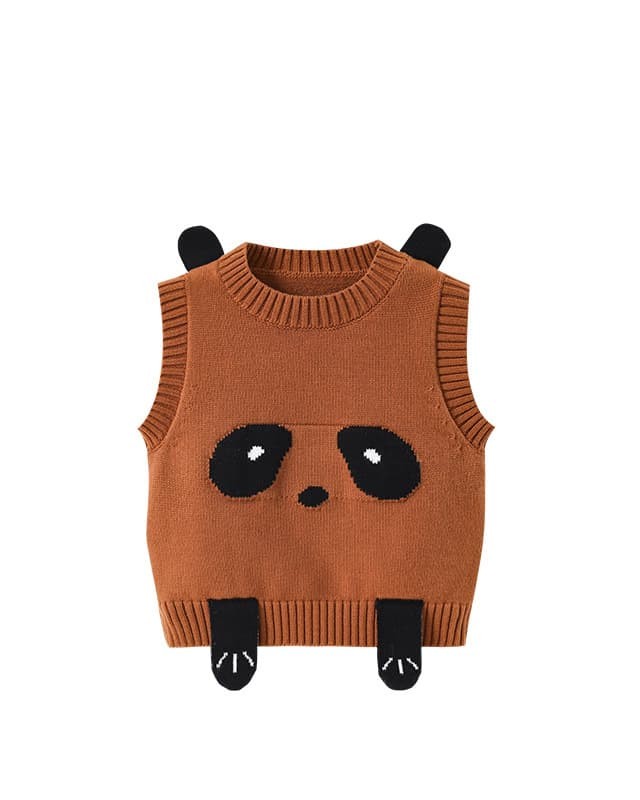 Spring and Autumn Panda Cartoon Baby Knitted Vest