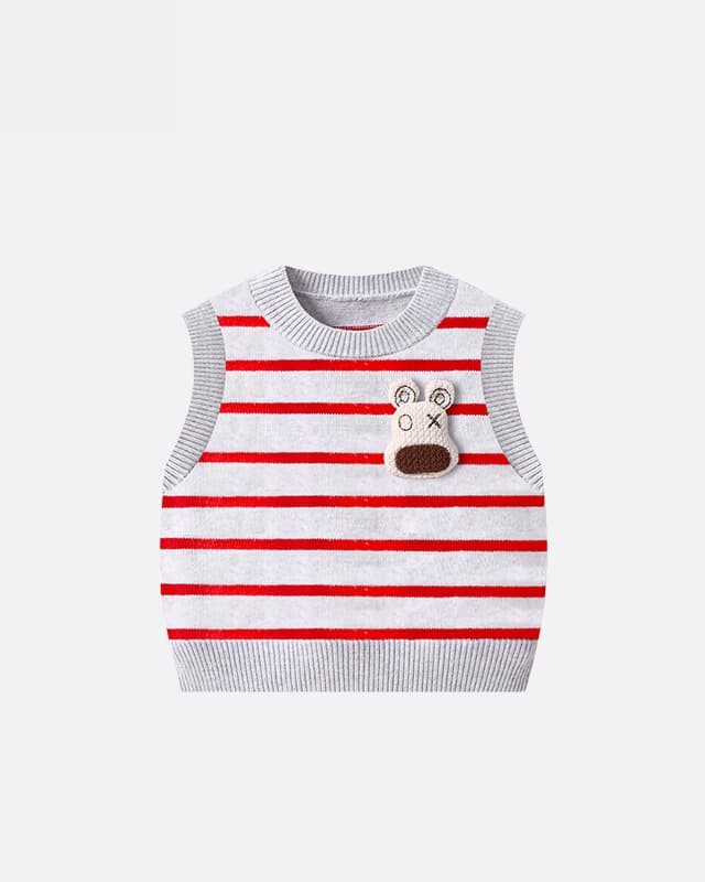 Infant and Toddler Baby Spring and Autumn Sleeveless Top Puppy Dog Knitted Vest