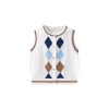 Spring and autumn style diamond check knitted vest for boys and girls